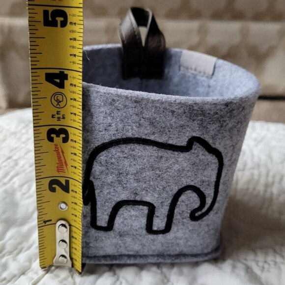 Thirty-One Dreamkeeper Mini Bin Brushed Whisper Grey Elephant Faux Leather Loop - Picture 9 of 12